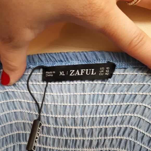 ZAFUL Chambray Smocked Back Mini Cami Dress in Light Blue - Picture 13 of 14